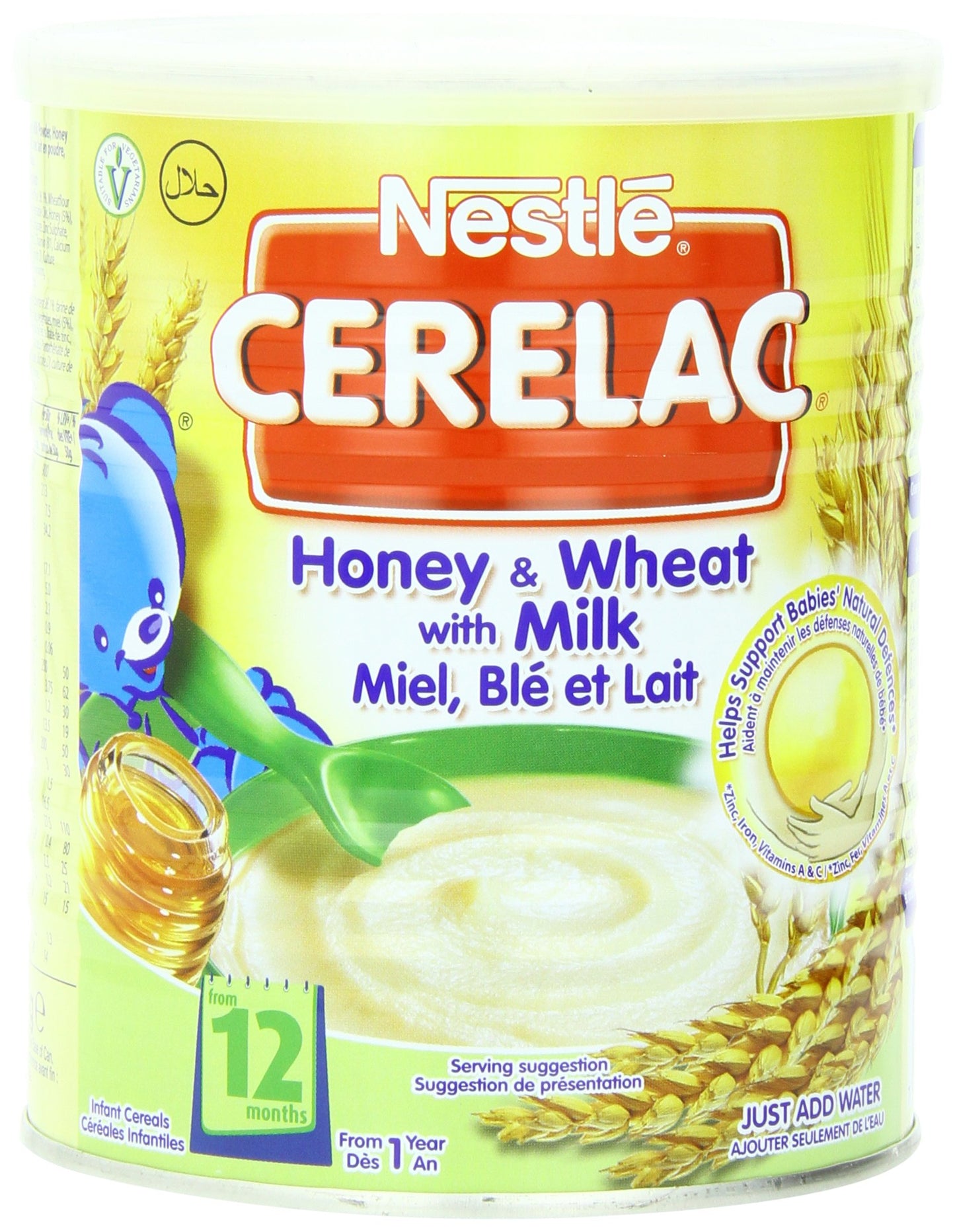 Nestle Cerelac Honey and Wheat with Milk (From 12 Months) 14.11-Ounce Cans (Pack of 4)