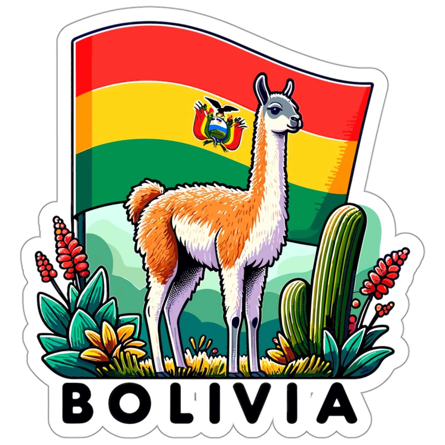 Bolivia Sticker Adventure Souvenir Decal Vinyl Small Waterproof for Water Bottle Mug Passport Scrapbook Notebook Laptop Tumbler Skateboard Computer Phone 4" ID44990