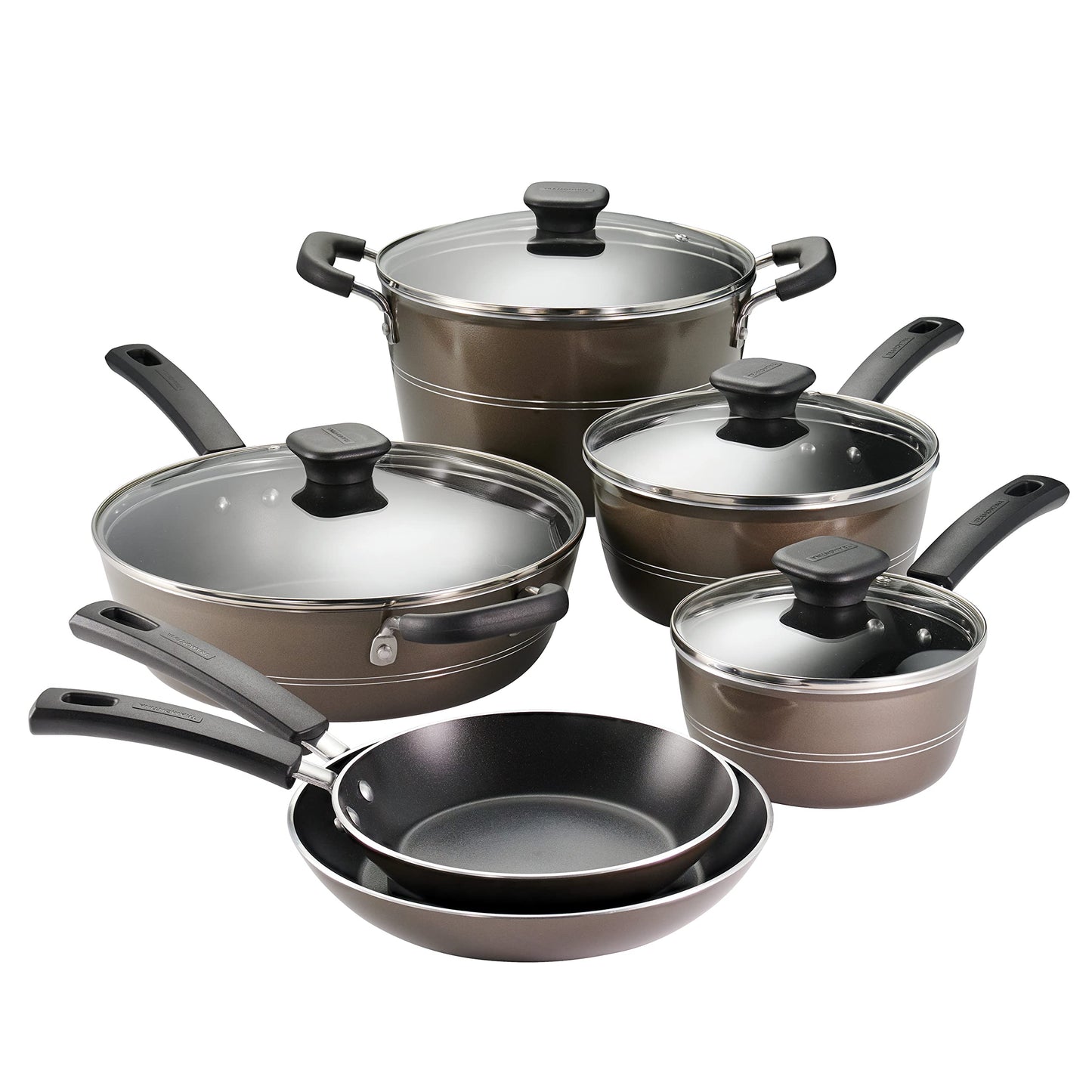 Tramontina Sicilia Set de Cocina Antiadherente de Aluminio de 10 Piezas - Avellana