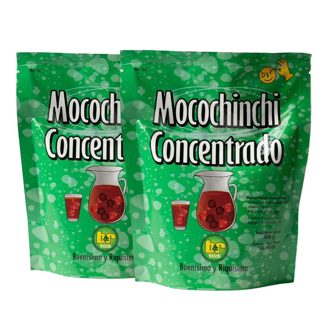 B&R Foods™ Mocochinchi Concentrado / Té de melocotón concentrado – Auténtica bebida tradicional boliviana, fácil de preparar con hoyos de melocotón deshidratados, sabor refrescante y natural, 14.10 onzas (14.11 oz) Doy Pack (paquete de 2)